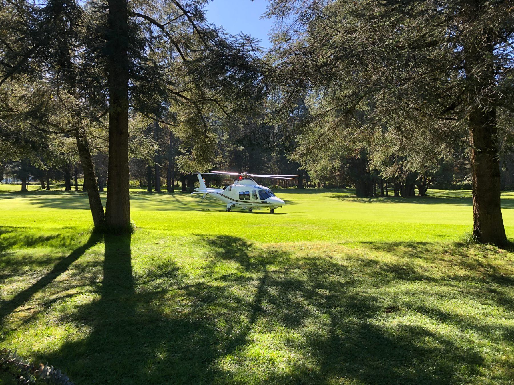Helicóptero en el green de Rancho Viejo